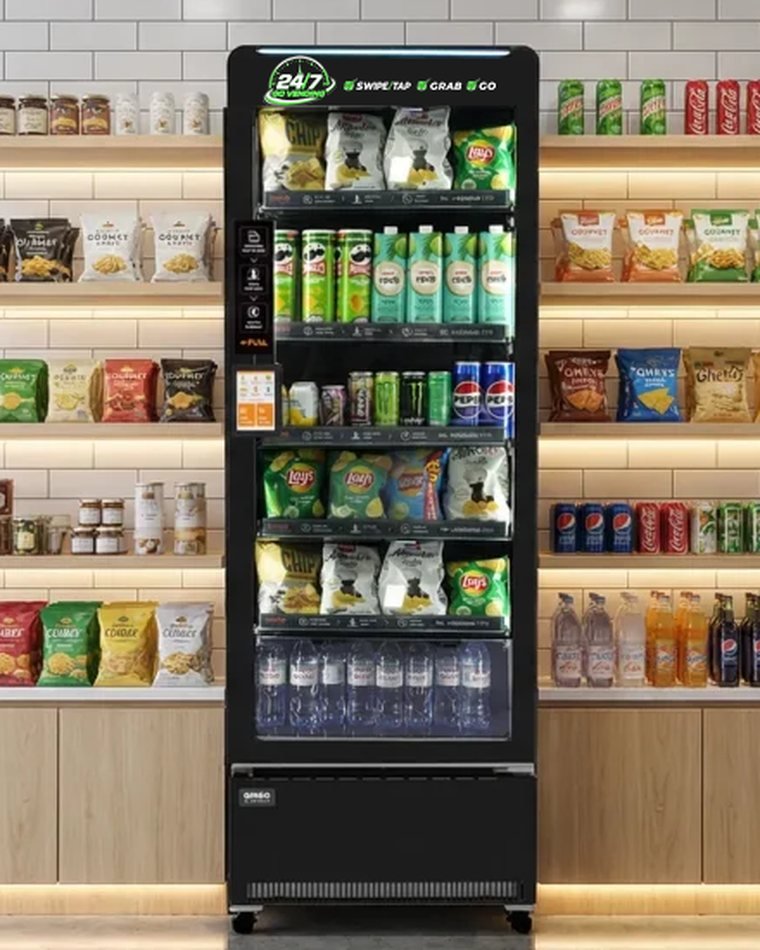 24/7 Go Vending chilled drinks machine in a market